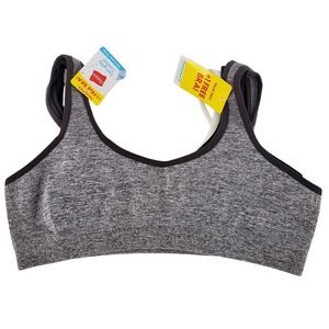 Hanes Girls Large Everyday Comfort Bras Gray Black White Pullover‎ Style 3 Pack